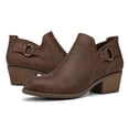 thumbnail image 2 of Rexoro Women's Ankle Booties Side Zipper Block Heel Casual Boots Women Chunky Low Heel Short Boots,Brown PU,US 8, 2 of 7