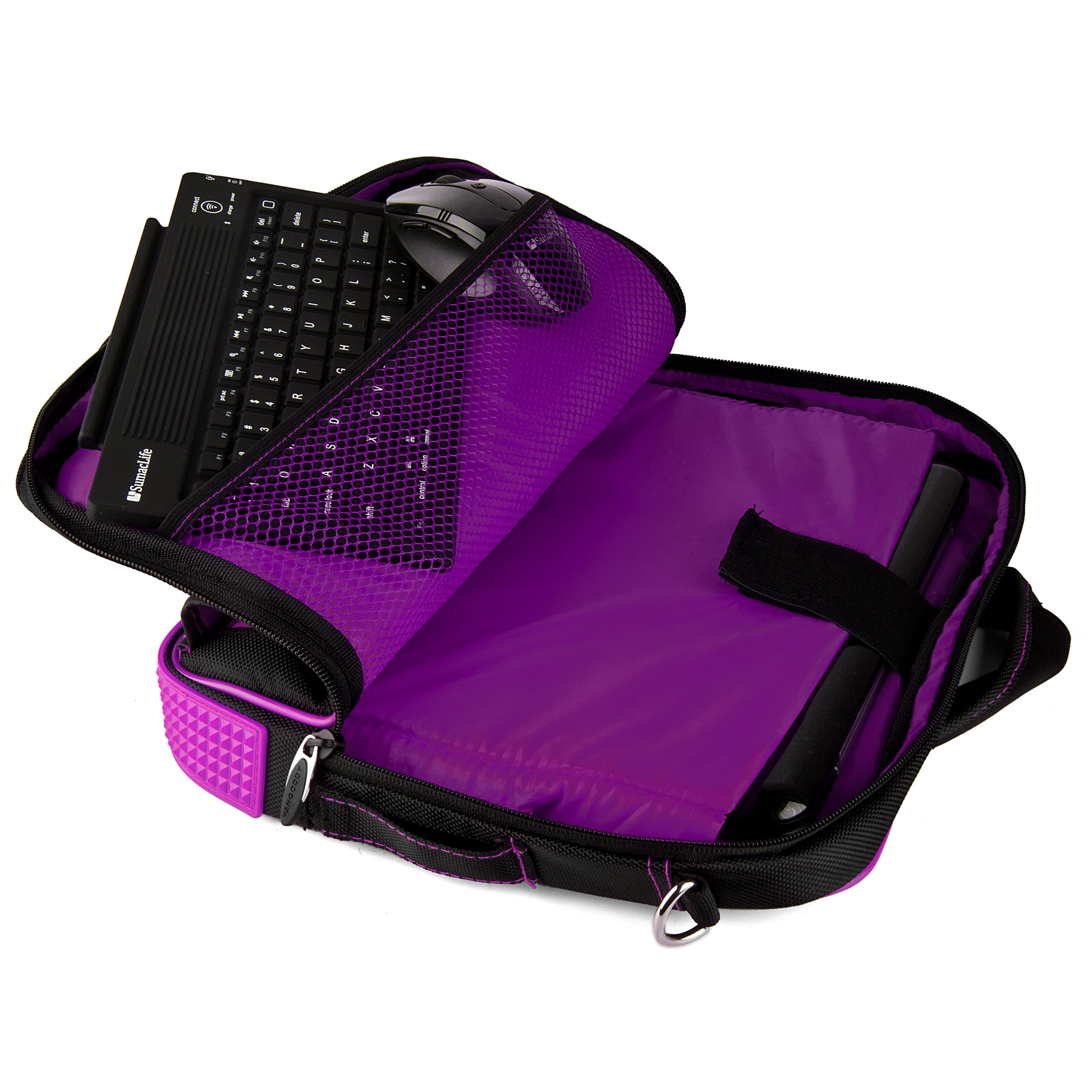 VANGODDY Pindar Universal Laptop / Tablet Messenger Bag for 10, 11 inch Laptops or Tablets with Neoprene sleeve and Headphone Splitter Bundle Package