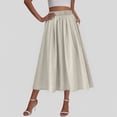 thumbnail image 2 of BUIGTTKLOP Maxi Skirt for Women A-Line Pleated High Waist Full Ankle Length Casual Solid Color Long Skirts, 2 of 6