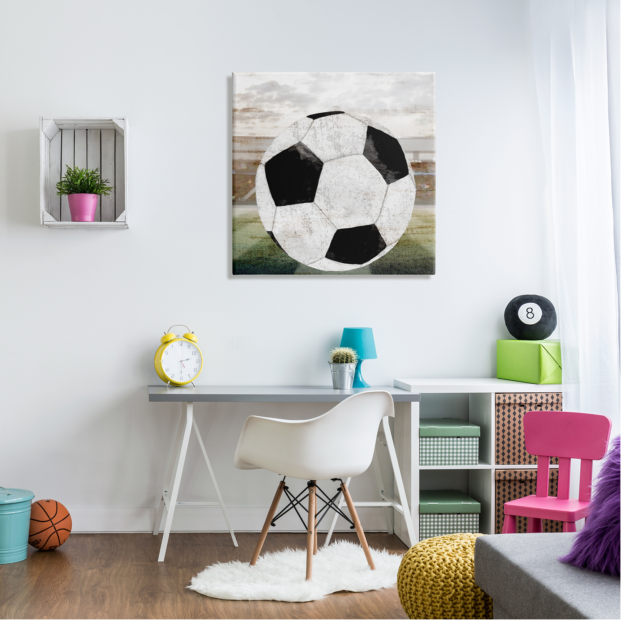 Stupell Industries Rustic Soccer Ball Field Abstract Painting Gallery Wrapped Canvas Art Print Wall Art, 30 x 30