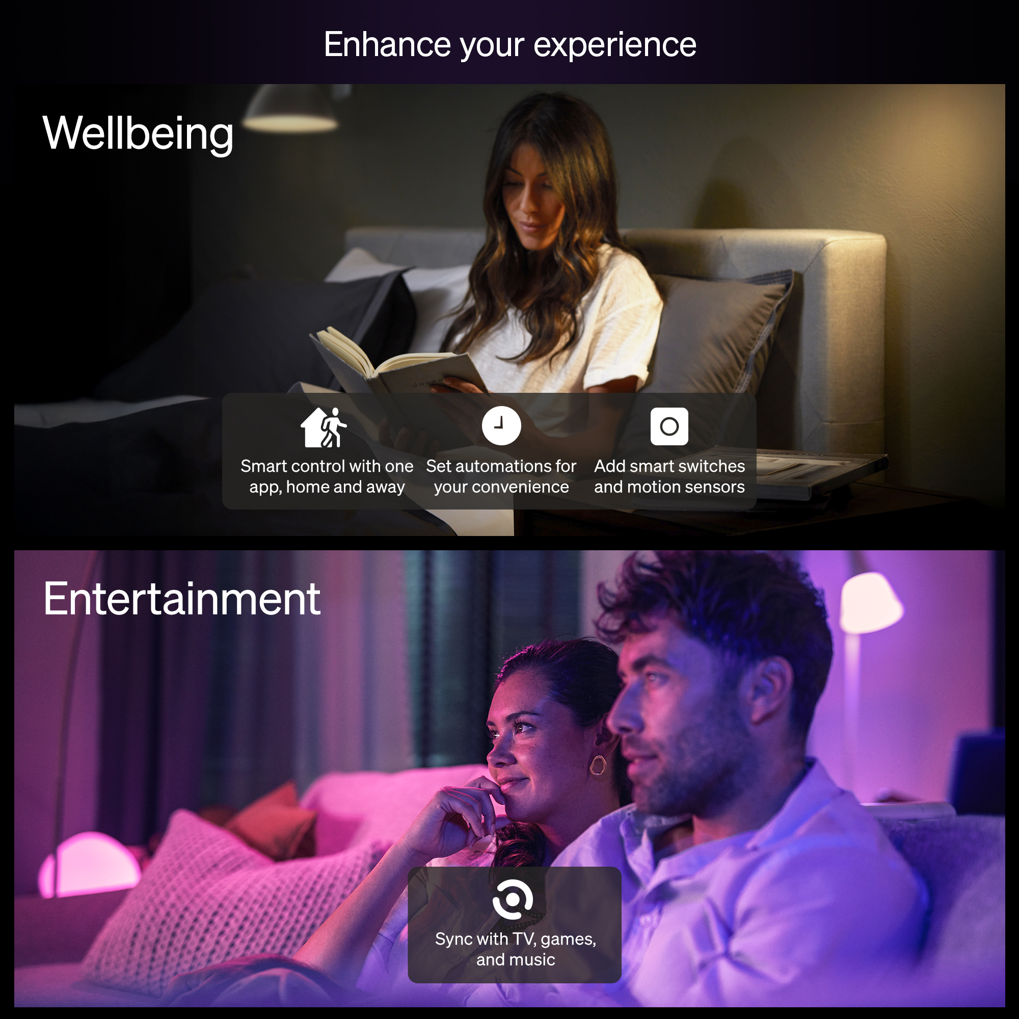 Philips Hue Essential White & Color Ambiance 2-Pack Starter Kit - 2x 60-Watt Equivalent (800lm) A19 General Purpose Light Buls (Medium Base) + Hue Bridge