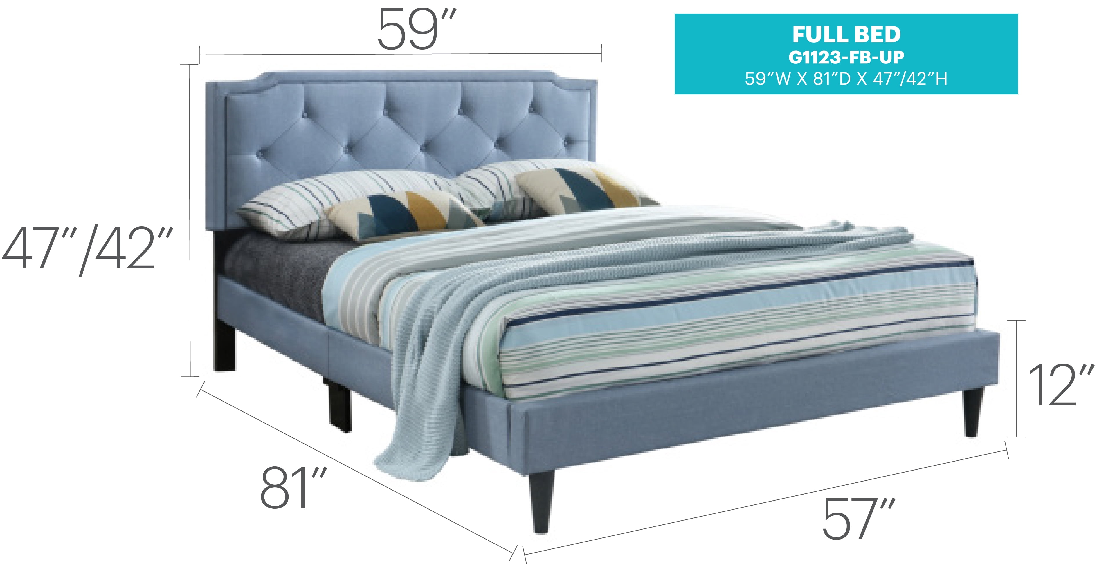 Glory Furniture Deb Full Bed in Blue Color