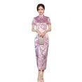 thumbnail image 5 of Dress Women Cheongsam Short Sleeve Front Split Vintage Long Dress Plum Qipao Chinese Traditional Dress Clothing, 5 of 9