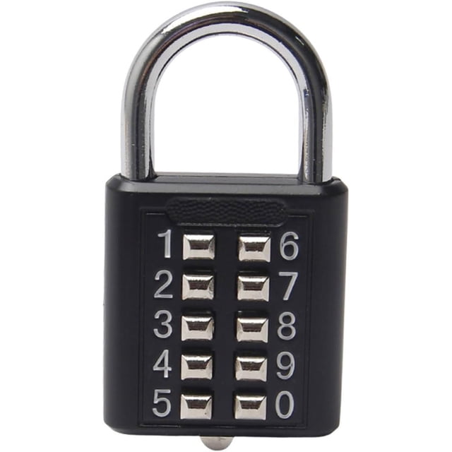 HUGFEGWE 10 Digit Push Button Combination Padlock Digita Lock for Locker Cabinet Case Drawer Black 1PCS CJB91-26069