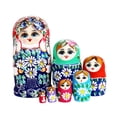 thumbnail image 3 of Muñeca rusa de madera de 7 capas, ideal como regalo navideño, manualidades, muñecas Matryoshka, juguetes para niños, para mesa, cumpleaños, Halloween, decoración de oficina. azul, 3 of 9
