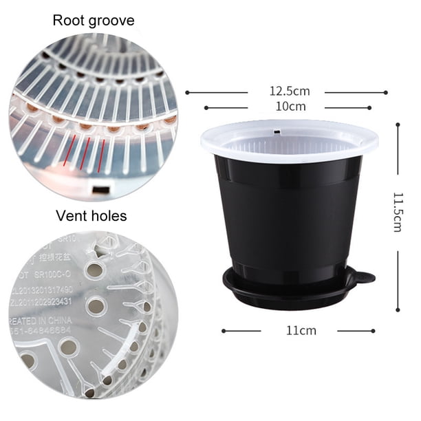 Maceta transparente para control de raíces orquídea flor carnosa contenedor transpirable (negro) Sywqhk Libre de BPA