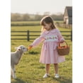 thumbnail image 3 of BemeyourBBs Kids Toddler Baby Girls Easter Dress Outfits Puff Long Sleeve Doll Collar Plaid Embroidery Bunny Summer Dress Spring Clothes, 3 of 9