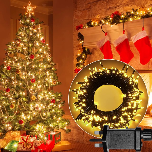 Cadena de luces navideñas con 120 LED, 12 m/39,37 pies, color blanco cálido