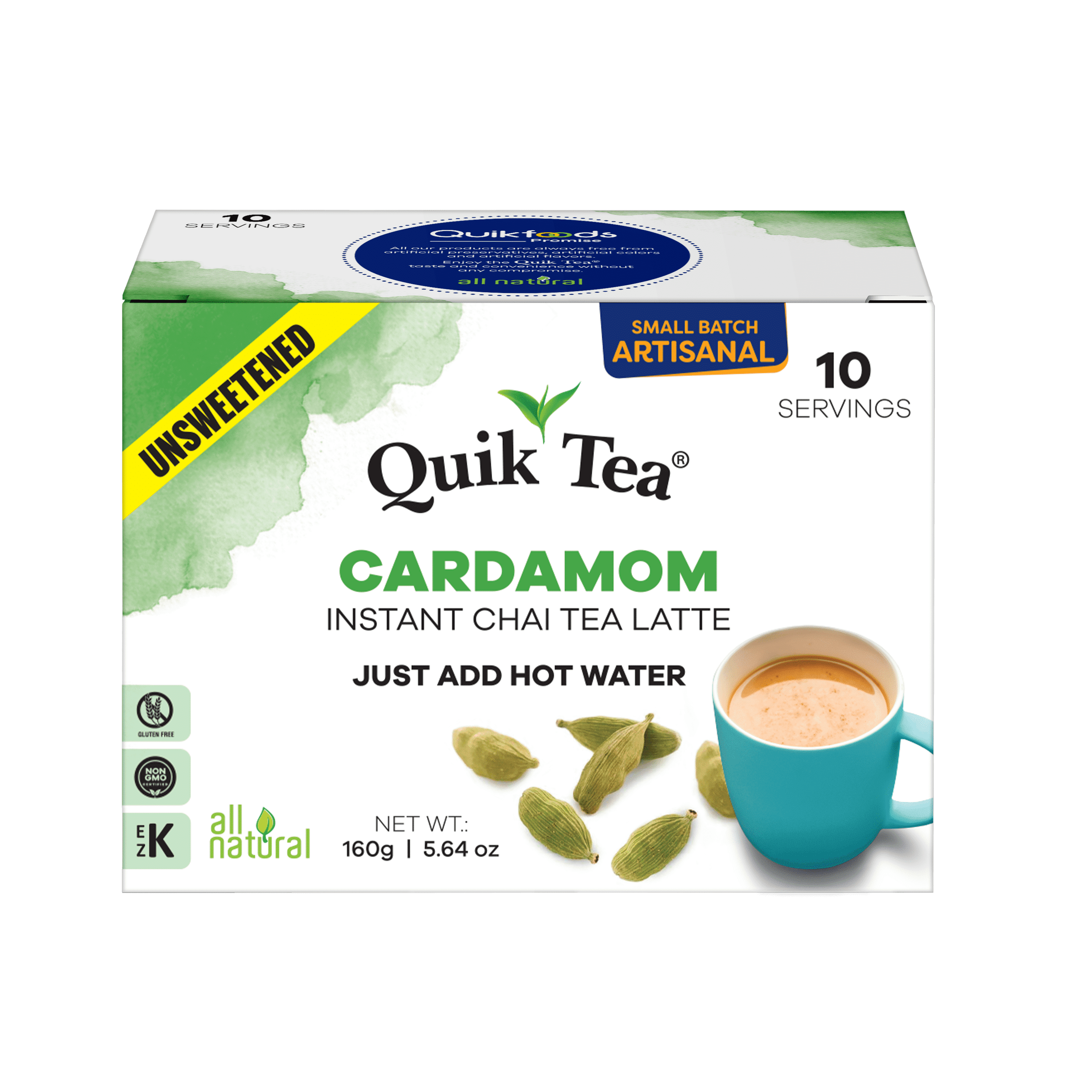 Quik Tea Turmeric Ginger Latte, Unsweetened Chai Mix, 10-Count