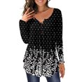 thumbnail image 1 of Jumpingount Camisa de mujer Poliéster Primavera Cuello en V Blusa con estampado de flores Fiesta interior al aire libre Viajar Compras Camisas de oficina Prendas para la parte del cuerpo Negro L Jumpingount AP003428-18, 1 of 6