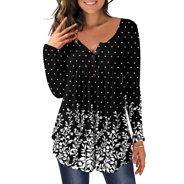 Qarigey Camisa de mujer Poliéster Primavera Cuello en V Blusa con estampado de flores Fiesta interior al aire libre Viajar Compras Camisas de oficina Prendas para la parte del cuerpo Negro METRO Qarigey AP003428-17