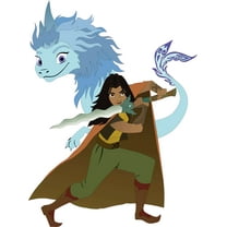 Walt Movie Raya and the Last Dragon Characters Standing Ready to Face Opponent Artwork Design Vinyl Wall Decal - Raya and Sisu with Sword from Animated Feature Film for Nursery and Kid's Room Vinyl W