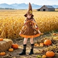 thumbnail image 4 of REDARER Kids Dress with Pointed Sunflower Hat Farm Themed Outfit for Halloween Cosplay Party Trick or Treat Stage Performance,8-9 Years, 4 of 9