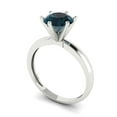 thumbnail image 2 of Clara Pucci 14K White Gold Solid Gold LondonBlueTopaz Solitaire Anniversary Ring for Women - 1.5 cttw Round Cut, 2 of 8