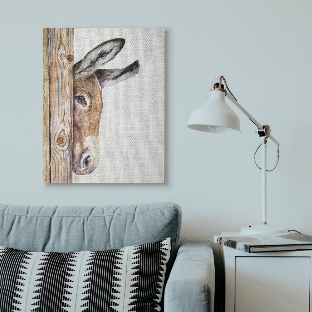 Stupell Industries Cute Baby Donkey Animal Brown Watercolor Painting Canvas Wall Art by George Dyachenko