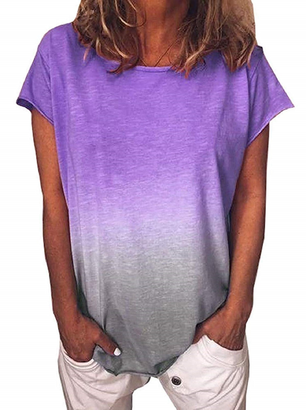 CREAM PURPLE LAVENDER OMBRE TIE DYED BOHO BELL SLEEVE CUTOUT SWEATER S M L 