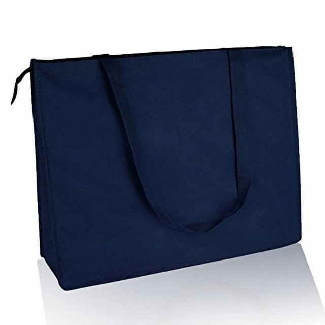 (Lot de 12) Ensemble de 12 - Sac Fourre-Tout Jumbo Réutilisable en Non-Tissé avec Fermeture Éclair (Marine)