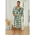 thumbnail image 3 of U2SKIIN Mens Robe with Hood, Fleece Bathrobe Plush Robes for Men（Buffalo Plaid-Green，XX-3X-Large）, 3 of 5