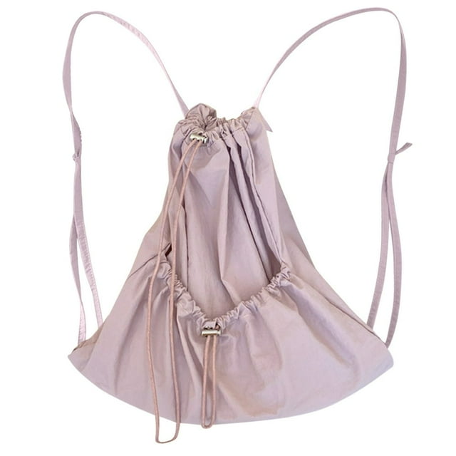 Unisex Casual Backpack Fashion Drawstring Soft Laptop Book Daily Use (Pink)