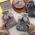 thumbnail image 1 of Bolsa de agua caliente llena de agua con orejas de conejo de peluche, cubierta de tela de felpa de PVC cálida para el invierno, bolsa de agua caliente llena de agua, 1 of 3