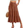 thumbnail image 2 of RFQWOVSR Women High Waist A-Line Midi Skirt Solid Color Elegant Basic Pull On Elastic Waist Lightweight Summer Casual L, 2 of 6