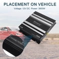 thumbnail image 3 of Amplificador de coche de 12V y 2 canales de Unique Bargains, estéreo de audio de 3800W, compatible con amplificador de coche de 2 canales, color negro, 1 pieza, 3 of 7