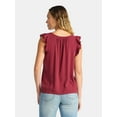 thumbnail image 4 of Time and Tru Women's Pintuck Sweetheart Top with Flutter Sleeves, Sizes XS-XXXL, 4 of 6