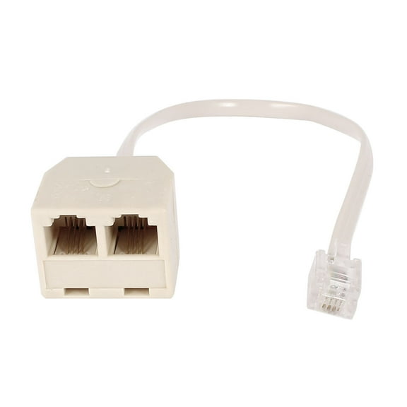 Uxcell RJ11 Plug to Double Port Telephone Cord Converter 4 Pin 6P4C