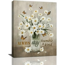 Farmhouse Daisy Bathroom Wall Art Rustic Country Floral Pictures Wall Decor Daisy Flowers Canvas Print Painting Framed Modern Home Artwork Decorations For Bathroom Bedroom Kitchen Office 12"x16"