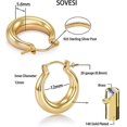 thumbnail image 4 of Aros de oro gruesos para mujer con pasador de plata de ley 925, aros de oro gruesos pequeños chapados en oro de 14 k para mujer, 4 of 4
