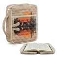 thumbnail image 2 of Xixirimido Quilted Bible Cover Bible Case for Women, Large Bible Carrying Case with Handle, Bible Study Supplies & Christian Gift for Men, Bear Forest Sunset Glow Pattern, 2 of 7