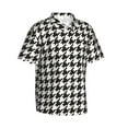 thumbnail image 2 of Balery Houndstooth Black And White Print Men's Hawaiian Shirts Short Sleeve Beach Shirt Relaxed Fit Vacation Button Down Shirts-Small, 2 of 9
