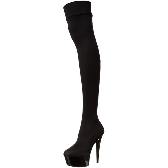 Ellie Shoes Women's 609-Ski Stiletto Stretch Lycra Thigh High Boot, Black, 6 M US