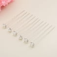 thumbnail image 3 of wedding Bridal Flower Crystal Hair Pins Bobby Pins–Clear Stone (Pack of 12) (Silver), 3 of 5