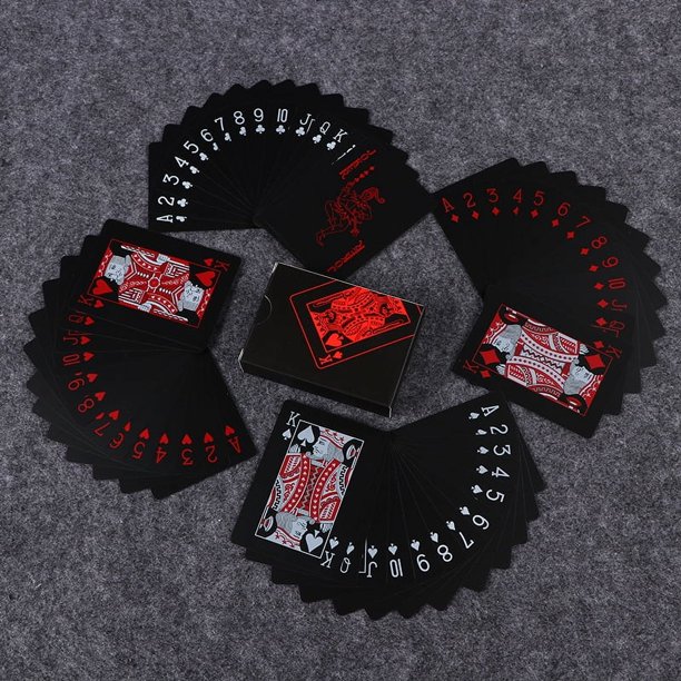Cartas de juego de póquer mágico de plástico PVC resistente al agua, de color negro esmerilado