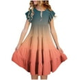 thumbnail image 1 of RXIRUCGD 2025 Vêtements d'Été pour Enfants Mode Filles Nouvelle Robe d'Été à Manches Courtes Poches à Volants Col Rond Imprimé, 1 of 4