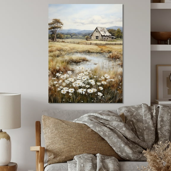 Designart "Quiet Retreat at the Farmhouse I" Floral Metal Wall Art