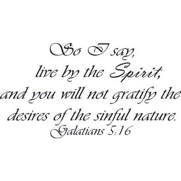 Galatians 5:16, Bible Verse Vinyl Wall Decal by Scripture Wall Art, 11"x22" Black, Christian