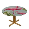 thumbnail image 3 of JEUXUS  Round Fitted Table cover with Elastic Edged, Flamingo Bird Tropical Flowers Pineapples Round Table Cover Wipeable Waterproof Table Cloth for Kitchen Dining Table Party Picnic, 3 of 7
