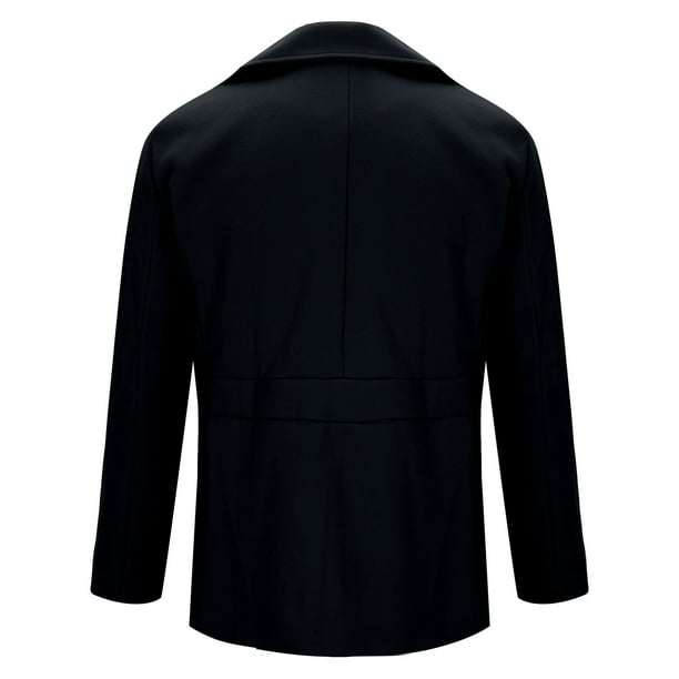 JUUYY Men's Classic Double Breasted Pea Coat Wool Blend