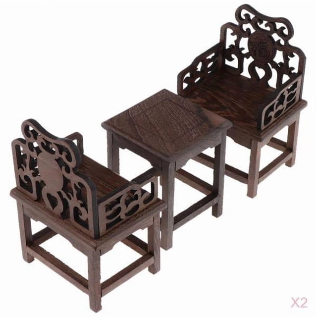 De 2 Mini Mesas Y Sillones 1/6 Dollhouse F