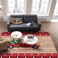 thumbnail image 2 of Christmas Area Rug 4x6ft Red Christmas Trucks Pine Tree Snow Wood Grain Non-Slip Washable Square Rugs Soft Felt Indoor Floor Mat for Bedroom Kitchen Living Room Bathroom, 2 of 8