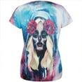 thumbnail image 2 of Halloween Day of the Dead Sugar Skull Girl Rain All Over Womens T Shirt Multi 2XL, 2 of 2