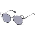 thumbnail image 2 of sunglassLA Female Oversize Metal Cutout Frame Arrow Accent Flat Lens Cat Eye Sunglasses 57mm (Black-Black / Smoke) - 57mm, 2 of 4