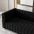 thumbnail image 2 of Modern Velvet Sofa for Living Room, 82" Comfy Upholstered Sofa 3 Seater Sofa Couch with Gold Metal Legs, Luxury Sectional Sofa for Living Room, Bedroom, Office, Apartment Black, 2 of 7