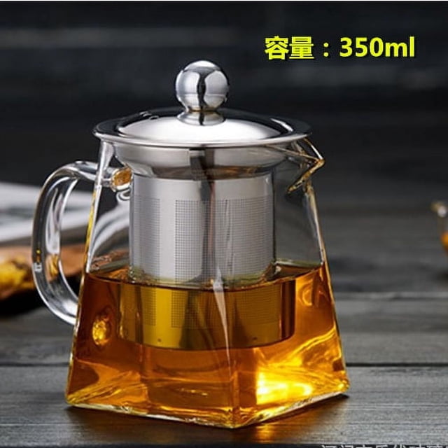 Yeacher Vente en Gros Théière en Verre borosilicate Haute en Acier Inoxydable avec Fuites Théière à Bulles Carrée en Verre