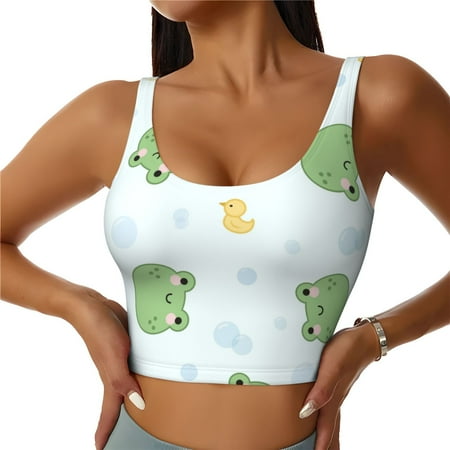 Matuu Kawaii Frogs for Women s Sports Bra - Soft  Comfortable and Breathable Sports Vest for Yoga  Fitness  and Dance-Medium