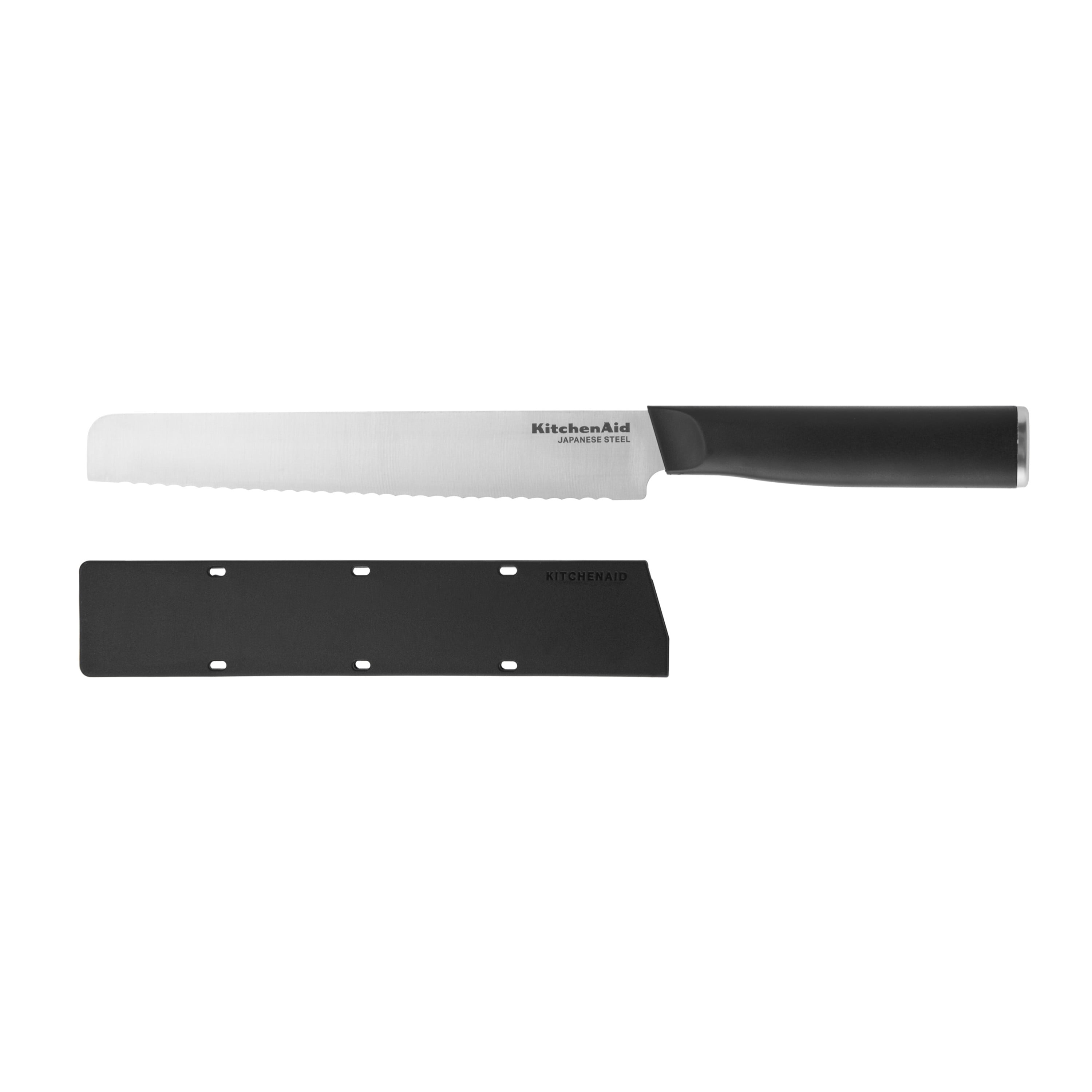 Kitchenaid Classic Serrated Bread Knife with Endcap and Blade Cover, 8-inch, Black