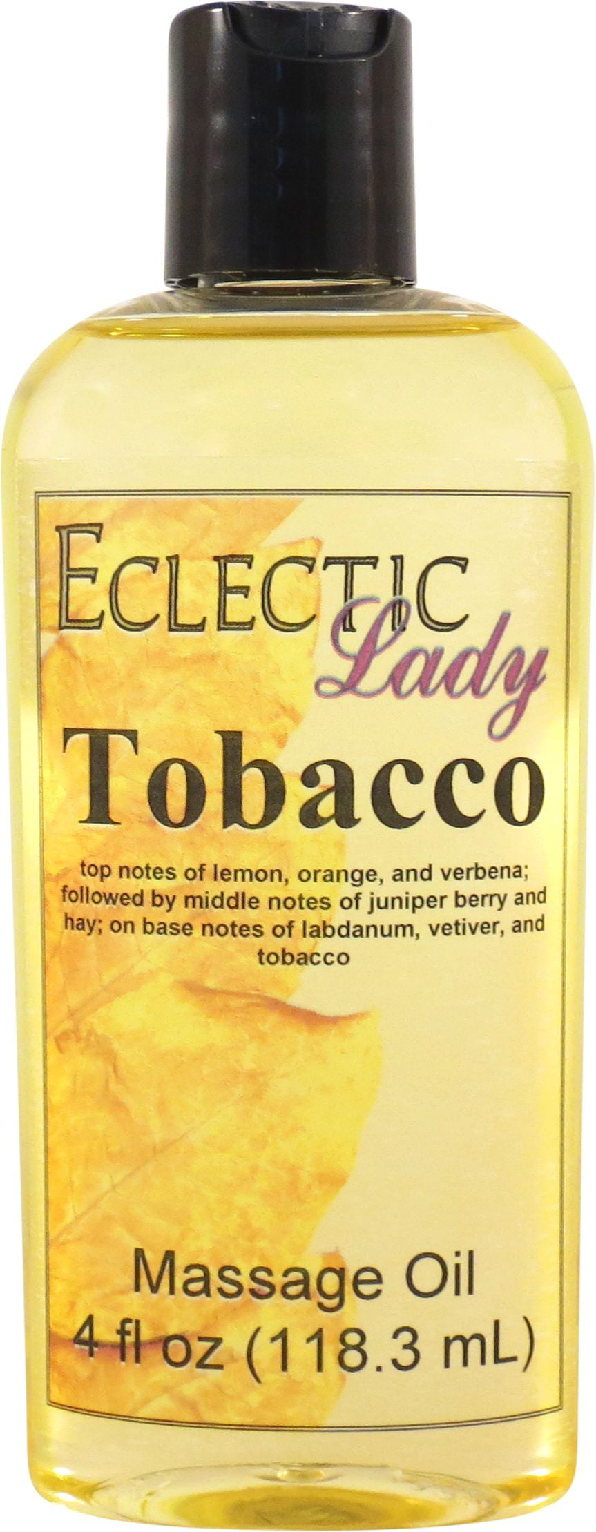 Tobacco Massage Oil by Eclectic Lady, 8 oz, Sweet Almond Oil and Jojoba Oil, Adult Unisex, Size: 8 Ounces, Gold