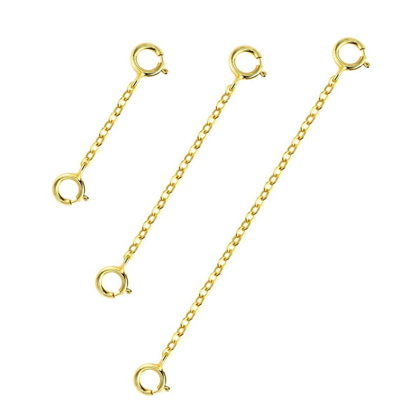Lancharmed 14K Gold Plated Double Head Round Buckle Chain Wide Flat Cross Chain Extender Jewellery Clasp Necklace Extenders for Women 3Pcs Friend Gifts for Women